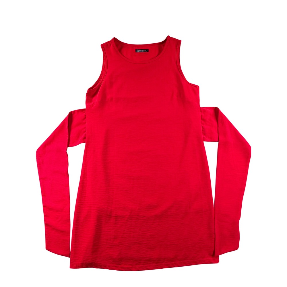 PrettyGarden Womens Red Sleeveless Tie Waist Mini Dress Small Crew Neck Solid‎